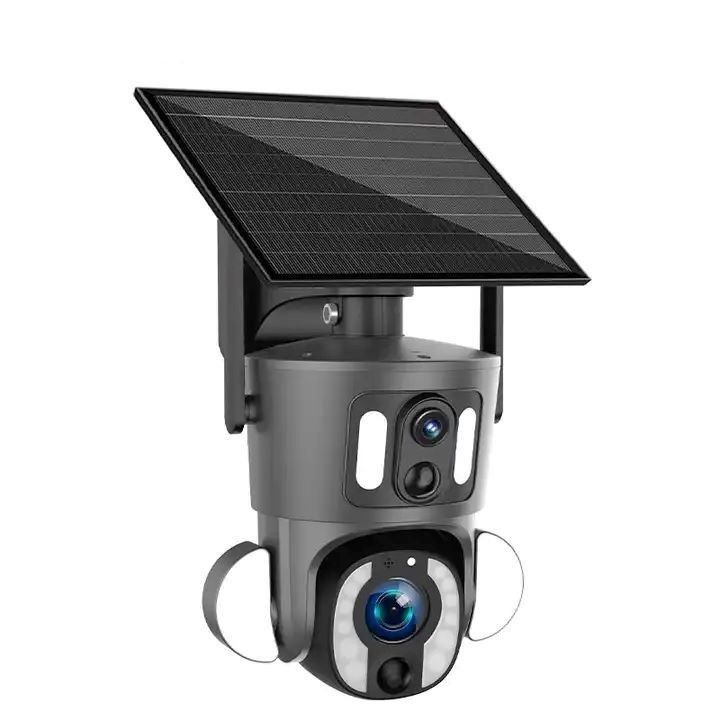Caméra solaire Wifi intelligente à double objectif avec panneau solaire de 9 W