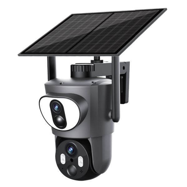 Dual Lens Dual Linkage Dual View Ubox 4G Caméra solaire 5-40M Distance IR