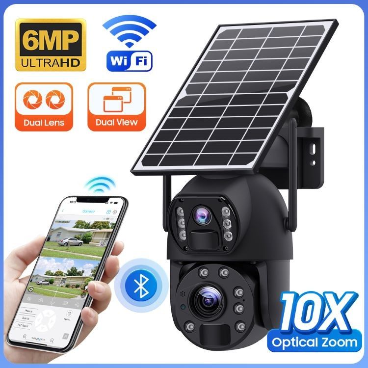 Surveillance sans fil UBOX Caméra solaire 6MP Résolution de la vision nocturne couleur