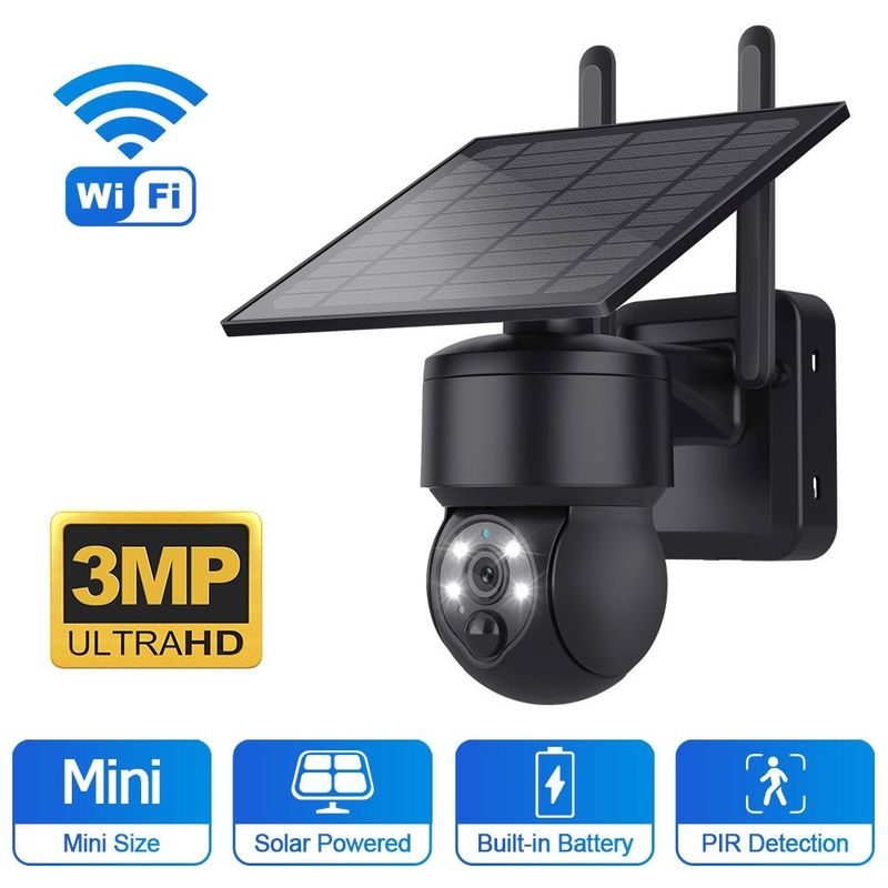 PTZ extérieur 3MP Caméra de vidéosurveillance à énergie solaire